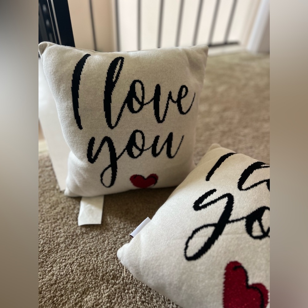 I Love You Decorative Pillows with Red Heart